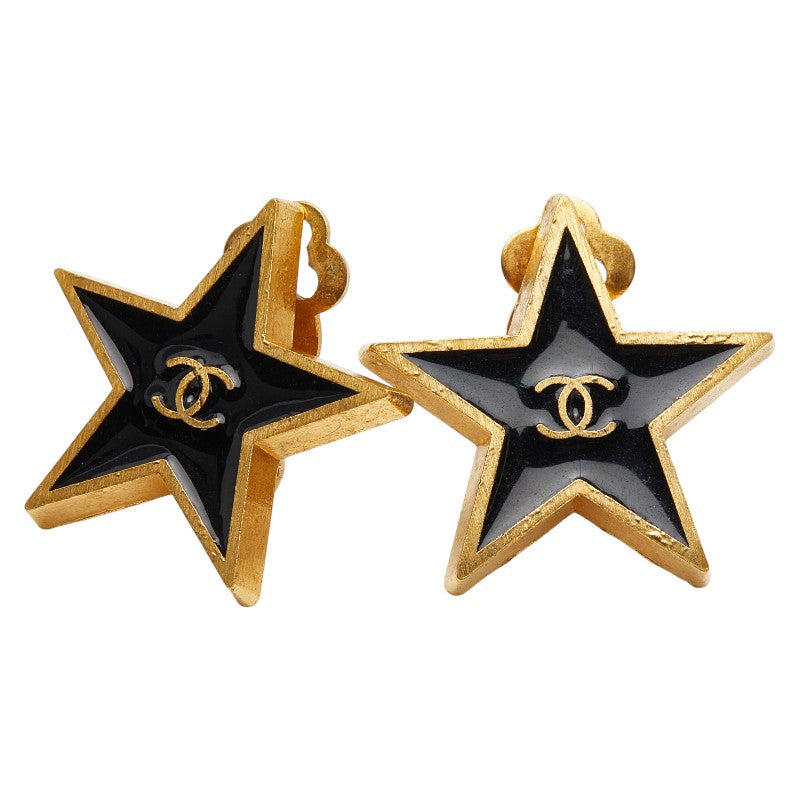 シャネル スター ココマーク イヤリング ゴールド ブラック メッキ レディース CHANEL 【中古】
