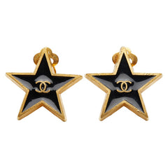 シャネル スター ココマーク イヤリング ゴールド ブラック メッキ レディース CHANEL 【中古】