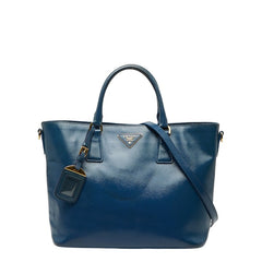 プラダ ガレリア ハンドバッグ ショルダーバッグ 2WAY ブルー サフィアーノレザー レディース PRADA 【中古】