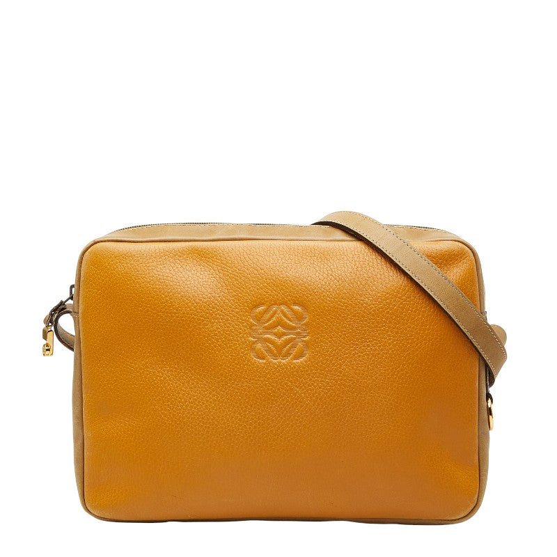 ロエベ アナグラム ショルダーバッグ ベージュ イエロー レザー レディース LOEWE 【中古】