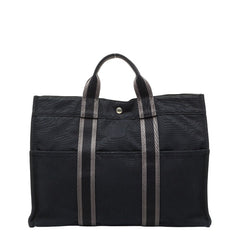 エルメス フールトゥMM トートバッグ ハンドバッグ ブラック グレー キャンバス レディース HERMES 【中古】