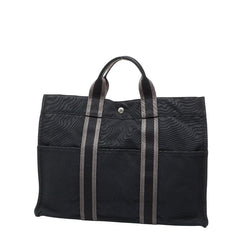 エルメス フールトゥMM トートバッグ ハンドバッグ ブラック グレー キャンバス レディース HERMES 【中古】