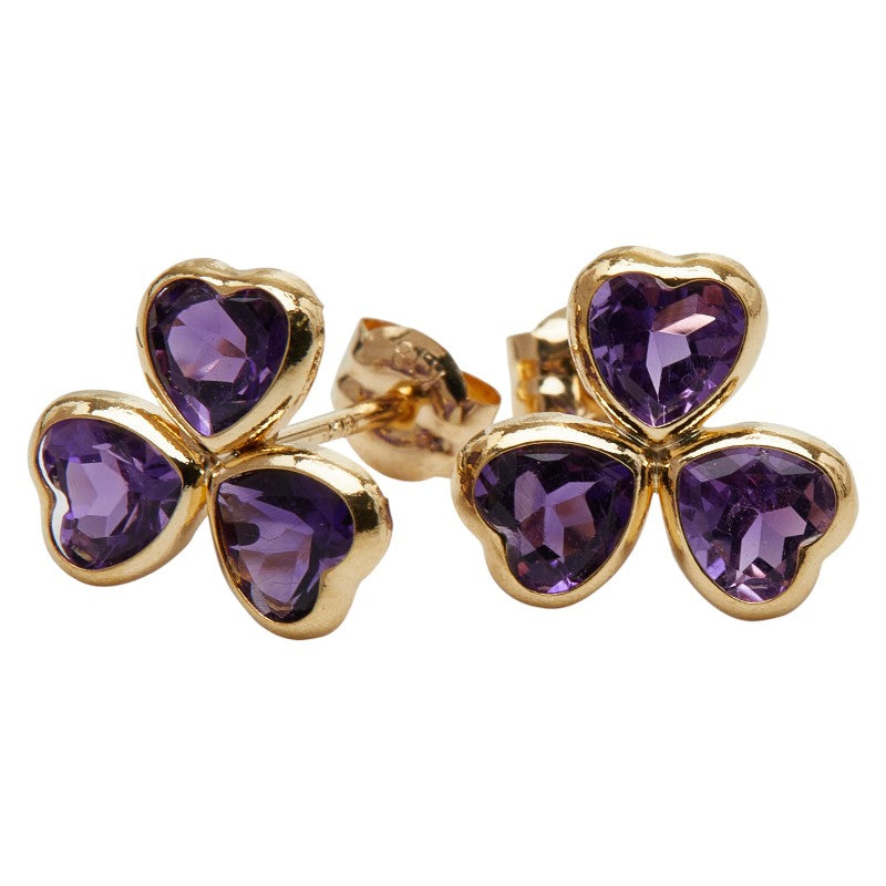 K18YG イエローゴールド アメジスト ピアス レディース 【中古】