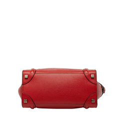 セリーヌ ラゲージ マイクロショッパー ハンドバッグ レッド レザー レディース CELINE 【中古】