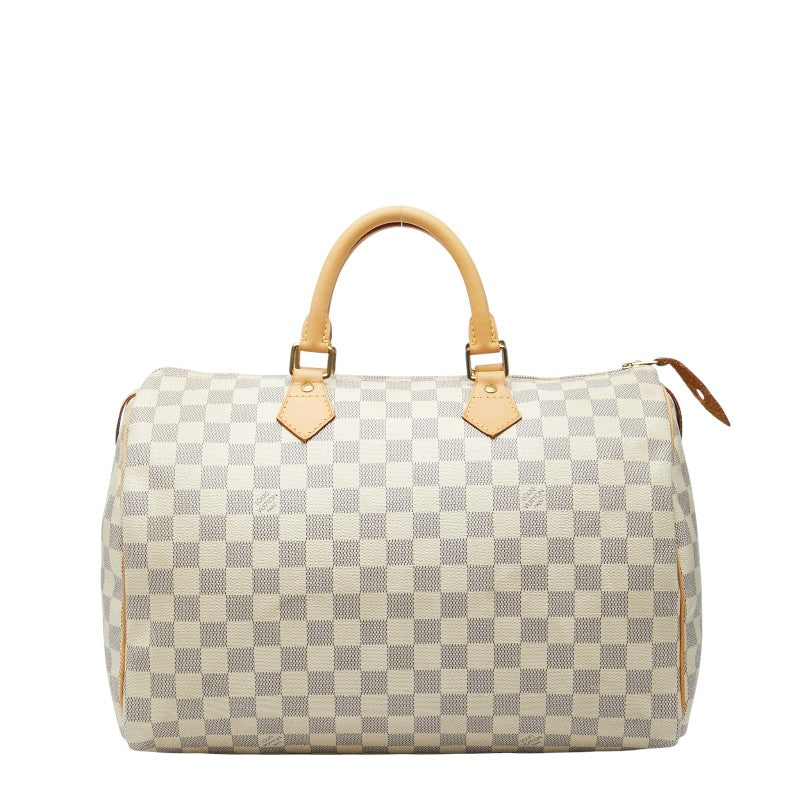 ルイ ヴィトン ダミエ アズール スピーディ35 ハンドバッグ ボストンバッグ N41535 ホワイト PVC レザー レディース LOUIS VUITTON 【中古】