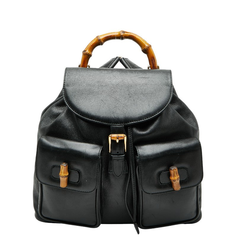 グッチ バンブー リュック バックパック 003 2058 0016 ブラック レザー レディース GUCCI 【中古】