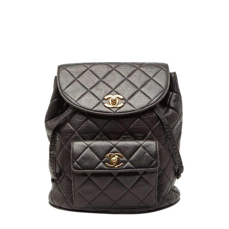 シャネル ココマーク マトラッセ チェーン リュック ブラック ゴールド金具 ラムスキン レディース CHANEL 【中古】