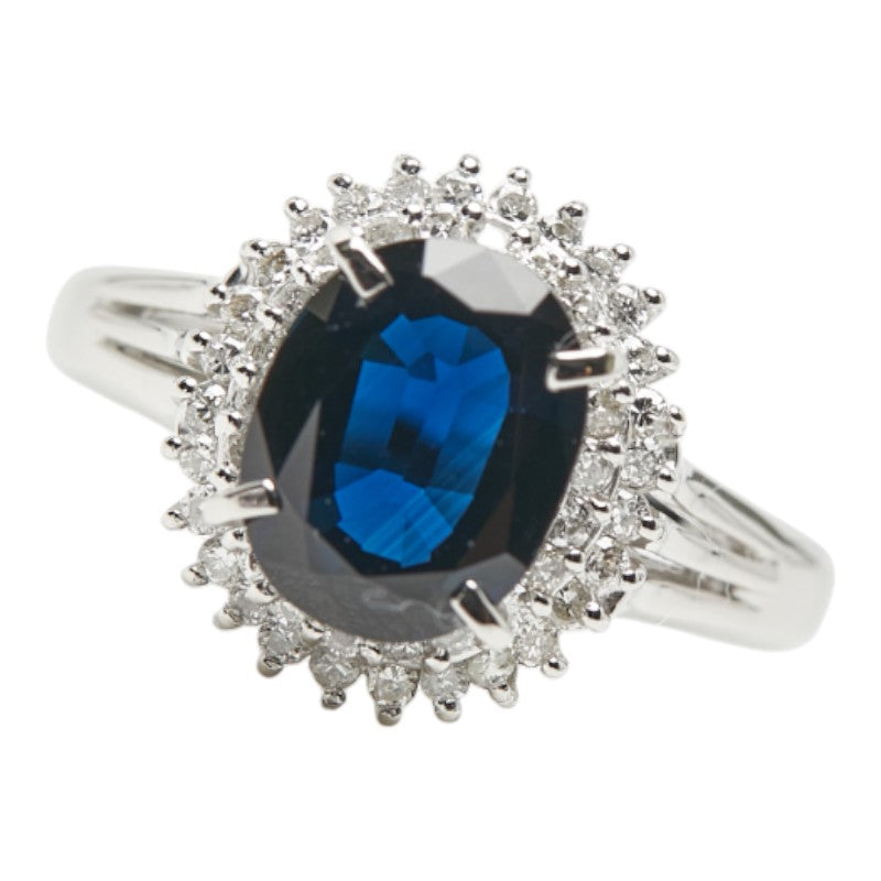 Pt900 プラチナ サファイア2.39ct ダイヤ0.33ct リング 指輪 レディース 15号 【中古】