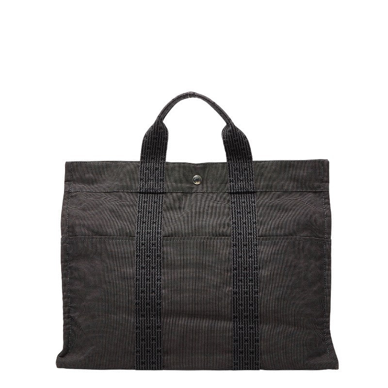 エルメス エールラインMM トートバッグ ハンドバッグ グレー キャンバス レディース HERMES 【中古】