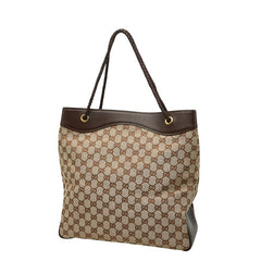 グッチ GGキャンバス ショルダーバッグ トートバッグ 109141 ベージュ ブラウン キャンバス レザー レディース GUCCI 【中古】