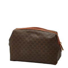 セリーヌ マカダム ポーチ ブラウン PVC レザー レディース CELINE 【中古】