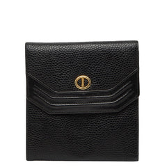 ディオール 三つ折り財布 ブラック レザー レディース Dior 【中古】