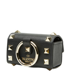 ヴァレンティノ ロックスタッズ ポーチ マナーポーチ 小物入れ ブラック レザー レディース VALENTINO 【中古】