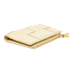 ボッテガヴェネタ マキシイントレチャート カセット 二つ折り財布 ベージュ レザー レディース BOTTEGAVENETA 【中古】