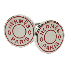 エルメス セリエ カフス カフリンクス シルバー レッド メタル メンズ HERMES 【中古】