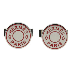 エルメス セリエ カフス カフリンクス シルバー レッド メタル メンズ HERMES 【中古】