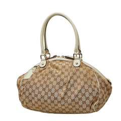 グッチ GGキャンバス スーキー ハンドバッグ ショルダーバッグ 2WAY 223974 ベージュ ホワイト キャンバス レザー レディース GUCCI 【中古】