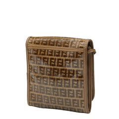 フェンディ ズッキーノ ショルダーバッグ ブラウン PVC レザー レディース FENDI 【中古】
