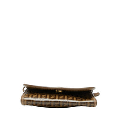 フェンディ ズッキーノ ショルダーバッグ ブラウン PVC レザー レディース FENDI 【中古】