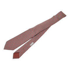 エルメス キノコ柄 ネクタイ レッド マルチカラー シルク メンズ HERMES 【中古】