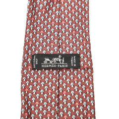 エルメス キノコ柄 ネクタイ レッド マルチカラー シルク メンズ HERMES 【中古】