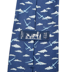 エルメス 総柄 ネクタイ ブルー マルチカラー シルク メンズ HERMES 【中古】