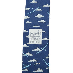 エルメス 総柄 ネクタイ ブルー マルチカラー シルク メンズ HERMES 【中古】