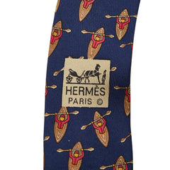 エルメス 総柄 ネクタイ ネイビー マルチカラー シルク メンズ HERMES 【中古】