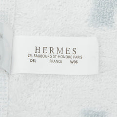 エルメス Hロゴ ハンドタオル ホワイト ライトブルー コットン レディース HERMES 【中古】