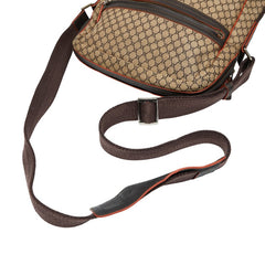 セリーヌ マカダム ショルダーバッグ ブラウン キャンバス レザー メンズ CELINE 【中古】