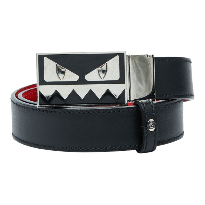 フェンディ バグズモンスター ベルト ブラック レッド レザー メンズ FENDI 【中古】