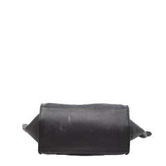 セリーヌ トラペーズ パイソン ハンドバッグ グレー ブラック レザー レディース CELINE 【中古】