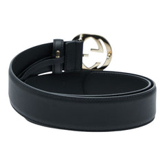 グッチ インターロッキングG ベルト サイズ80/32 370543 ブラック レザー メンズ GUCCI 【中古】