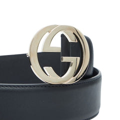 グッチ インターロッキングG ベルト サイズ80/32 370543 ブラック レザー メンズ GUCCI 【中古】