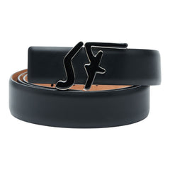 サルヴァトーレフェラガモ ロゴ ベルト サイズ110 ブラック レザー メンズ Salvatore Ferragamo 【中古】