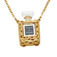 シャネル ココ オードゥ パルファム 香水 ミニボトル ネックレス ゴールド クリア メッキ レディース CHANEL 【中古】