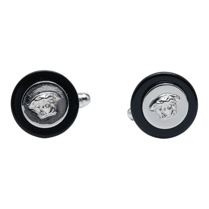 ヴェルサーチェ メドゥーサ カフス シルバー ブラック メタル メンズ VERSACE 【中古】