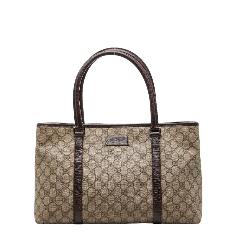 グッチ GGスプリーム ハンドバッグ トートバッグ 114595 ベージュ ブラウン PVC レザー レディース GUCCI 【中古】