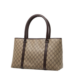 グッチ GGスプリーム ハンドバッグ トートバッグ 114595 ベージュ ブラウン PVC レザー レディース GUCCI 【中古】