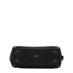 サンローラン YSLロゴ ベイビーカバス ハンドバッグ 424868 ブラック ラフィア レザー レディース SAINT LAURENT 【中古】
