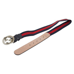 グッチ ベルト サイズ：75/30 411924 ネイビー レッド キャンバス レザー レディース GUCCI 【中古】