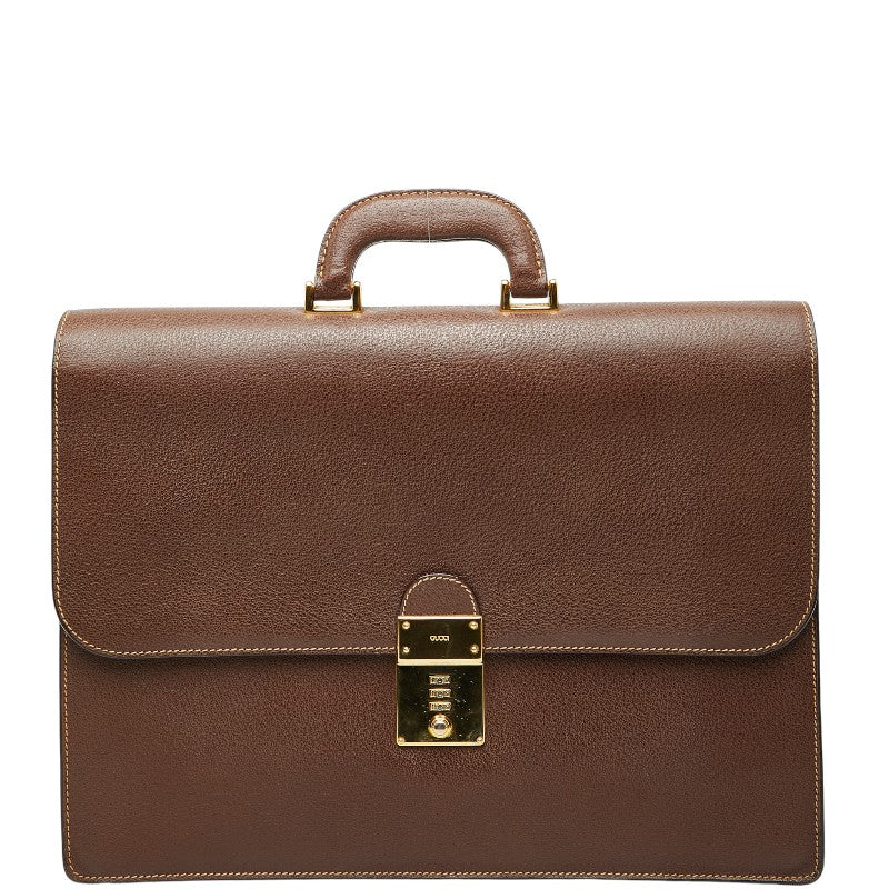 グッチ ビジネスバッグ ブリーフケース 015 01 3500 449 ブラウン レザー メンズ GUCCI 【中古】