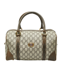 グッチ GGプラス ボストンバッグ ブラウン PVC レザー レディース GUCCI 【中古】