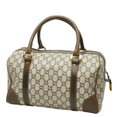 グッチ GGプラス ボストンバッグ ブラウン PVC レザー レディース GUCCI 【中古】
