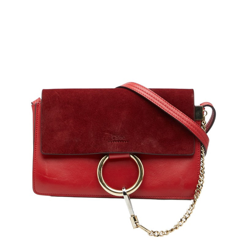 クロエ フェイ 斜め掛け ショルダーバッグ レッド レザー スウェード レディース Chloe 【中古】