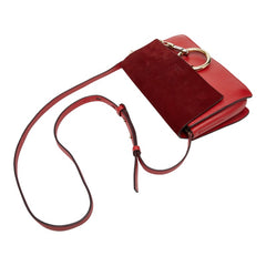 クロエ フェイ 斜め掛け ショルダーバッグ レッド レザー スウェード レディース Chloe 【中古】