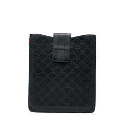 グッチ グッチシマ モバイルケース マスタード iPadケース 256575 ブラック レザー レディース GUCCI 【中古】