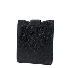 グッチ グッチシマ モバイルケース マスタード iPadケース 256575 ブラック レザー レディース GUCCI 【中古】