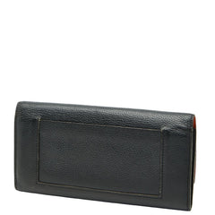セリーヌ ラージ フラップ マルチファンクション 長財布 ブラック レザー レディース CELINE 【中古】