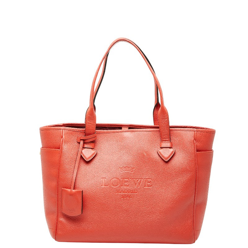 ロエベ ロゴ トートバッグ ハンドバッグ レッド レザー レディース LOEWE 【中古】